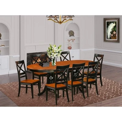 9  PC  Dining  set-Dining  Table  with  8  Wooden  Dining  Chairs - Image 1 of 4