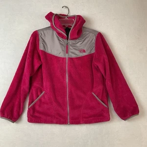 Chaqueta The North Face Oso Denali Niñas XL (18) Rosa Gris Capucha Cremallera Completa Vellón - Imagen 1 de 16