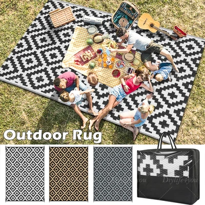 5x8’ Outdoor Plastic Straw Patio Rugs Reversible Carpet Mats rv picnic camping - Image 1 of 4