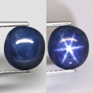 2.42Ct. Natural Star Sapphire 6 Rays Perfect Sharp! Blue Oval Cabochon Thailand - Picture 1 of 7