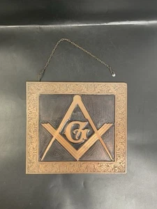 Vintage G Mason Freimaurer Freemason Metall Kupfer? Wandbehang Plakette 10x11 - Bild 1 von 9