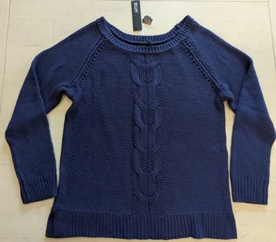 Apt. Suéter grande de manga larga tejido con cable central azul real 9 nuevo con etiquetas para mujer Foto 1 de 4