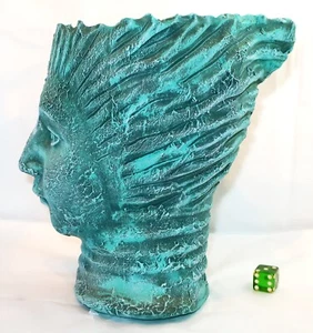 Jarrón con cabeza de diosa NAPCO 7,5" H cerámica arte cerámica Virdigris acabado verde blanco - Imagen 1 de 12