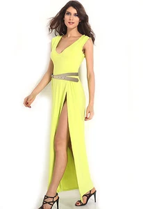 Sleeveless Unconventional Lemon Maxi Party Dress Medium - Picture 1 of 3