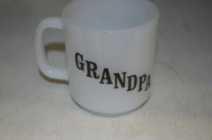 Vintage Glasbake Grandpa Milk Glass Coffee Cup Mug Grandfather White Black  - Picture 1 of 7