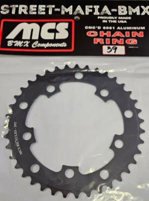 MCS CHAINRING BMX BIKE SPROCKET 39t BLACK usa! GT Haro SE Racing Redline JMC new - Image 1 of 2