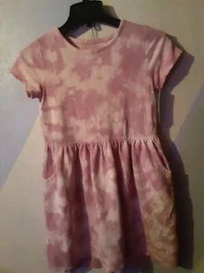 Cat and Jack Tye-Dye Dress Pink Pockets short sleeve Cotton Blend Size L 10-12 - Picture 1 of 4