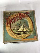 Antique 1891 Newport Yacht Race Sailing Boat Board Game; Original Box and Parts