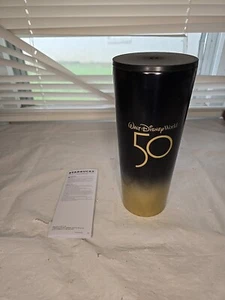 Vaso Starbucks Walt Disney World 50 Aniversario Negro Dorado Sin Pajita - Imagen 1 de 9