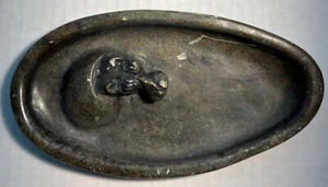 Vintage Hippo Ashtray Money Tray Hand-Carved Stone Oval Design Read - Picture 1 of 8