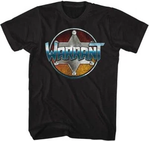 Warrant Band Logo Chrome Sheriff's Badge Men's T Shirt 80's Rock Music Merch - Picture 1 of 5