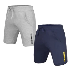 2er-Pack: DEFY Herren Neu Klassisch Fitness Gym Freizeit Baumwolle Fleece Shorts Grau + Marine - Bild 1 von 5