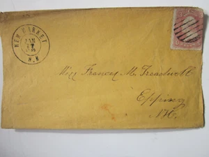 US 1863 CIVIL WAR COVER NEW MARKET NEW HAMPSHIRE FANCY CANCEL STAMP #64/65 - Picture 1 of 3