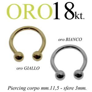 Piercing body VALENTINO SEPTUM TRAGO orecchio capezzolo ORO 18kt.yellow GOLD 18k - Afbeelding 1 van 16