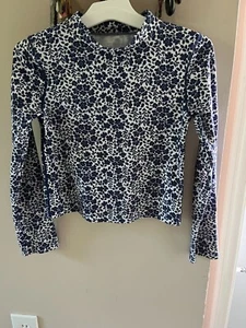 Girl's Gap Kids Rash Guard Long Sleeve Floral Print Size Large 10 - Picture 1 of 4