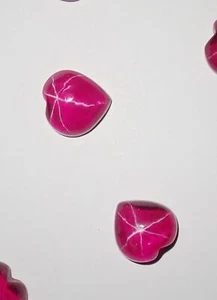 Transparent Star Ruby Heart 12x12 mm Cabochon 6 Rayed Lab-created 2 pieces Lot - Picture 1 of 12