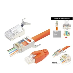 Ethernet Netzwerkstecker Pass Through Cat7 Cat6A RJ45 10St, geschirmt, vergoldet - Bild 1 von 2