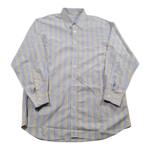Camicia elegante uomo Burberry London con bottoni taglia large blu righe gialle