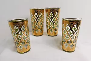 C7 - Culver Glass Ltd. USA 22kt Gold Valencia 12oz Straight Tumblers Lot of 3 - Picture 1 of 3
