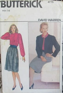 VTG Butterick 4775 David Warren Misses 14 B36 2pc Look Dress & Jacket Pattern UC - Bild 1 von 2