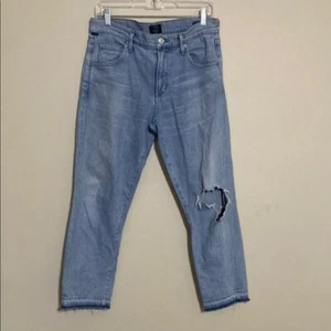 Citizens Of Humanity Azul Denim Mujer 27 Emerson Slim Crop Boyfriend Distressed - Imagen 1 de 24