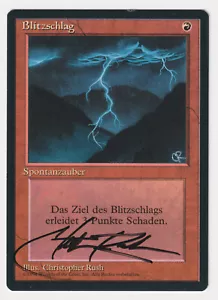Signed German Lightning Bolt MP Revised FBB Artist Christopher Rush 1994 MTG EDH - Picture 1 of 2