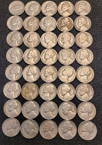 1941S Jefferson Nickel Roll (40 Coins) Circulated All San Francisco Mint Cover