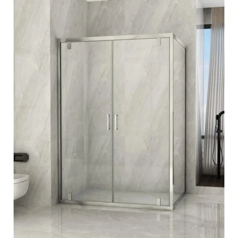 Box Doccia Angolare 2 Ante Battente Saloon Parete Fissa Vetro 6 mm in Cristallo - Immagine 1 di 1