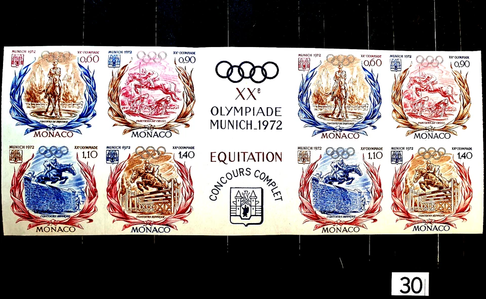 Estampillas de conquista ecuestre de Alemania de los Juegos Olímpicos imperfines de Mónaco 1972 YT 380,00 € Foto 1 de 4