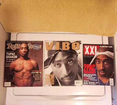Vintage 2PAC Tupac Shakur 3 Magazine LOT Rolling Stones / XXL / VIBE 1996 / 2002 - Image 1 of 4