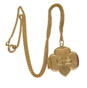 Vintage Pfadfinder goldfarben Medaillon Anhänger Halskette - Bild 1 von 5