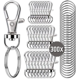 300 Stck. Schlüsselanhänger Wirbel Haken Schlüsselanhänger Hardware Druckknopf Schlüsselband Clips Charms Ringe - Bild 1 von 10
