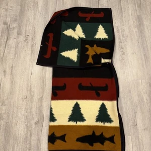 Biederlack Blanket Cuddle Wrap with Snaps & Zipper Fish Trees Cannoo - Picture 1 of 13