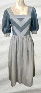 Oasis Cotton Square Neck Midi Dress Size 6 With Chevron Detailing - Picture 1 of 7
