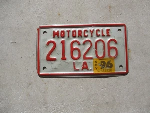 Placa de matrícula de motocicleta Louisiana 1996 # 216206 - Imagen 1 de 1