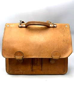 Vintage AMIGO Leder- Tasche , Aktentasche , Schultasche , in Braun ca. 30,5 Cm - Picture 1 of 21