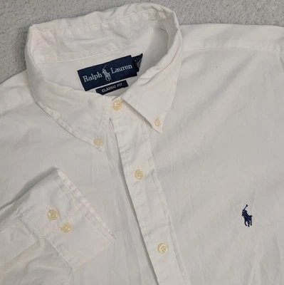 Ralph Lauren L/S Button-Down Shirt Solid White Men’s 16.5 34 35 -Classic Fit - Image 1 of 4