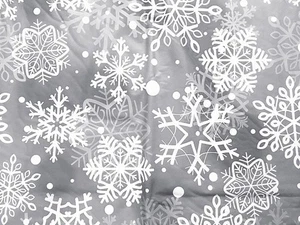 52x102Oblong Happy Holiday Falling Snowflakes Vinyl Flannel Back Tablecloth Grey - Picture 1 of 4