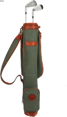 Tourbon 复古高尔夫俱乐部手提袋旅行箱 - 帆布和皮革,绿色 - 33 — 第 1/4 张图片