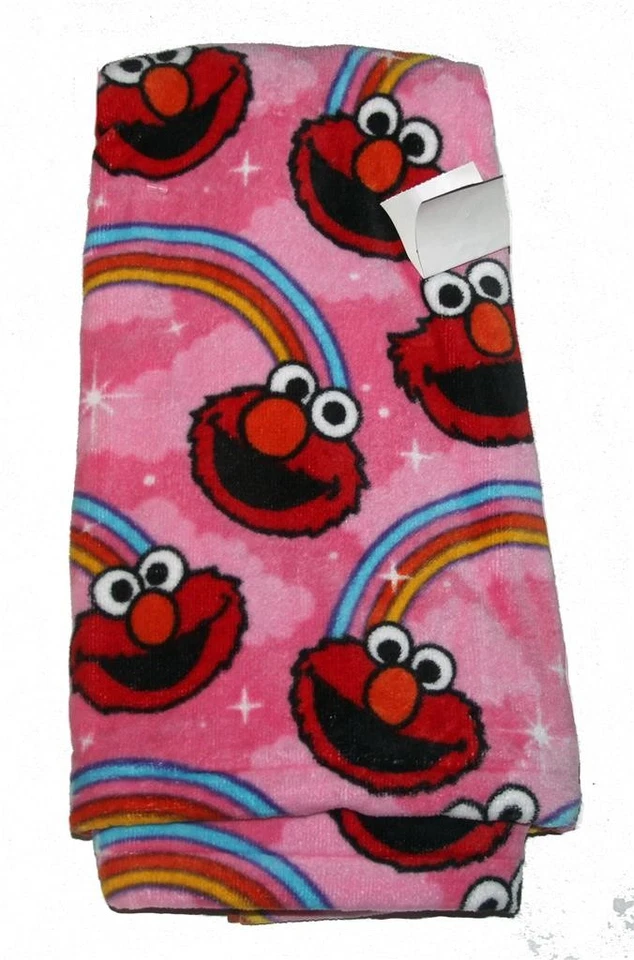 2 toallas de mano de terciopelo de felpa rosa estrellas arco iris Happy ELMO Sesame Street NUEVAS Foto 1 de 1