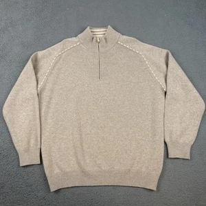 Neiman Marcus Sweater Mens Large Gray Half Zip Pullover Wool Cashmere Italy - Picture 1 of 10