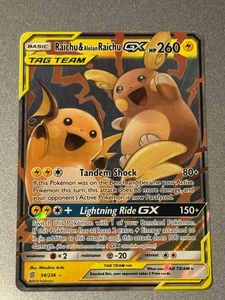 Raichu & Alolan Raichu GX 54/236 Unified Minds Holo Rare Pokemon Card TCG - Picture 1 of 6