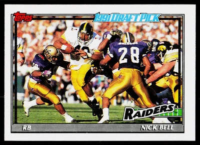 Nick Bell, 1991 Topps, #107, Los Angeles Raiders, RC - Image 1 of 2