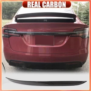 REAL CARBON Rear Trunk Lid Cover Trim Spoiler Lip For Tesla Model X 2016-2019 - Picture 1 of 15