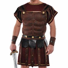 Adult Mens Ancient Roman Greek Gladiator Solider Armour Chest Fancy Dress Outfit