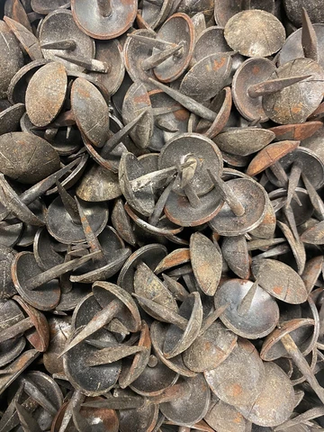 10 Hand Forged Raw Iron Clavos   1”Round Head, Dome 1/2”h Cover