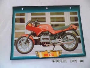 CARTE FICHE MOTO 1986 BMW K 75S - Foto 1 di 1