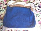 Mango Large Cobalt Blue Suede And Tan Leather Bag *Measurements To Follow*