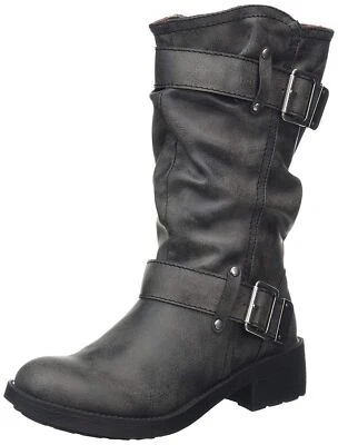 Botas de motociclista Rocket Dog Trumble negras para mujer de media pantorrilla Foto 1 de 4