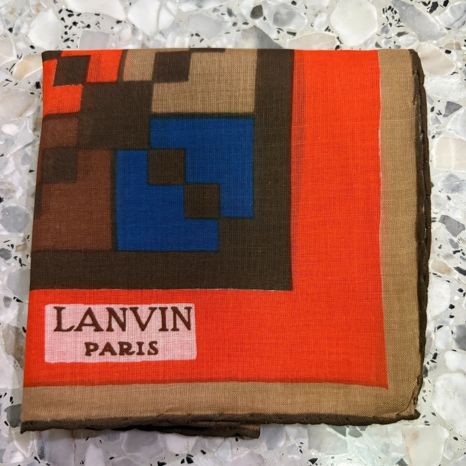 LENÇO CLÁSSICO ARTE MARROM LARANJA ALGODÃO BOLSO MASCULINO QUADRADO 14"#M199 - Imagem 1 de 4